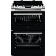 AEG CCX6530ACM 60cm Double Oven Electric Cooker with Ceramic Hob - Stainless Steel