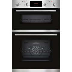 Neff U1GCC0AN0B 59.4cm Built In Electric Double Oven - Black & Steel
