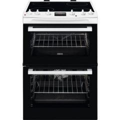Zanussi ZCV66078WA 60cm Electric Double Oven with Ceramic Hob - White