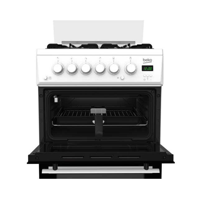 Beko EDG506W 50cm Twin Cavity Gas Cooker with Glass Lid - White