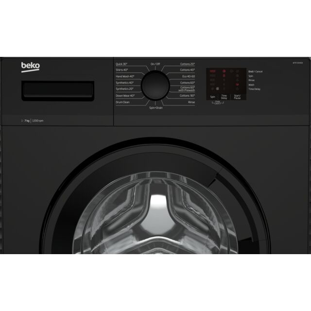 Beko WTK72041B 7kg 1200 Spin Washing Machine with Quick Programme - Black