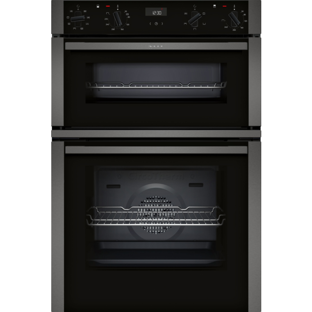Neff U1ACE2HG0B 59.4cm Built In Electric Double Oven - Black with Graphite Trim