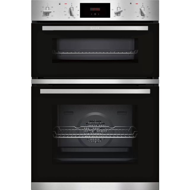 Neff U1GCC0AN0B 59.4cm Built In Electric Double Oven - Black & Steel